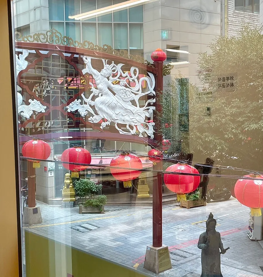 Chinatown street view seen from inside Jangchunhyang