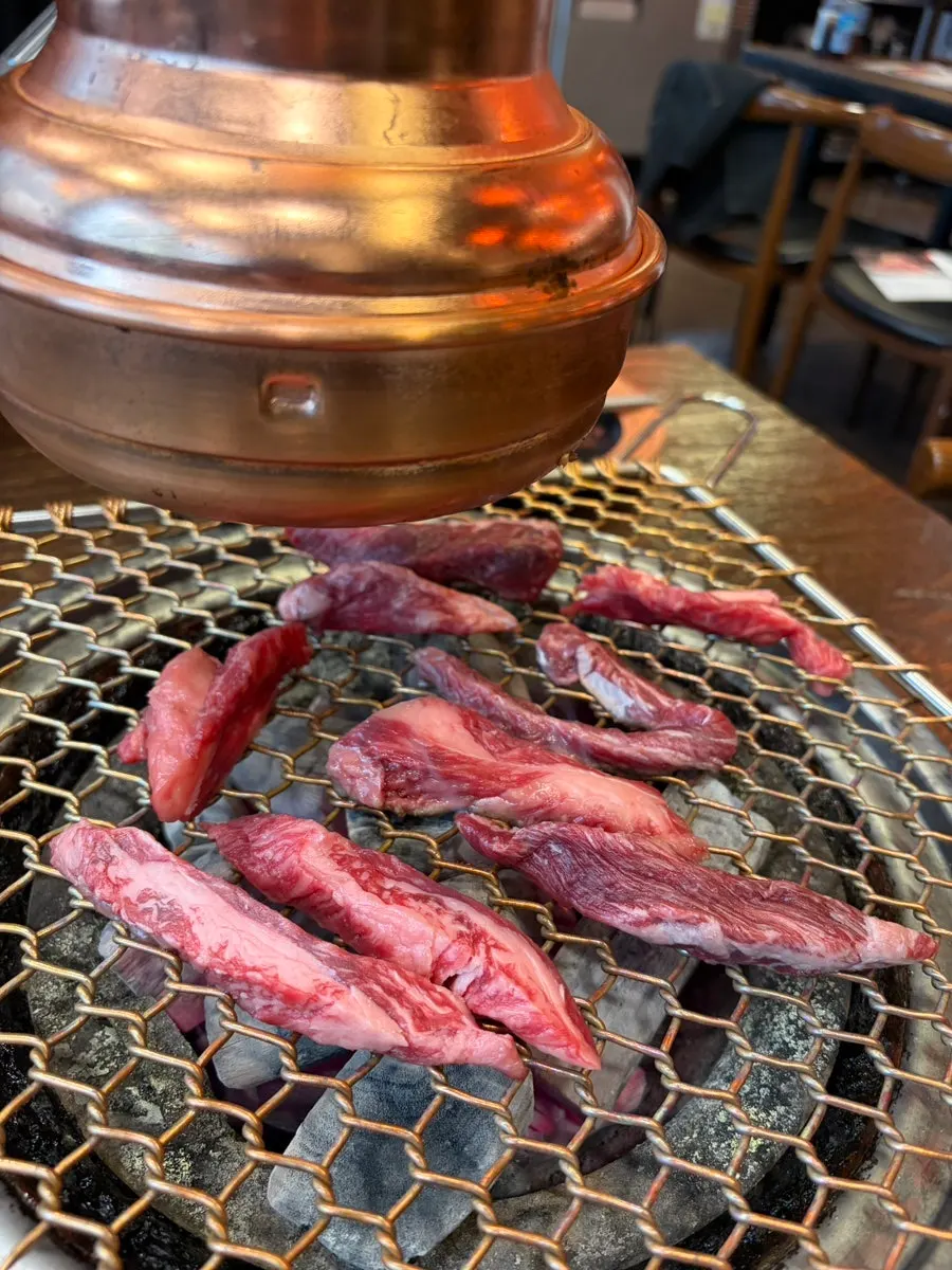Plate of freshly marinated beef rib