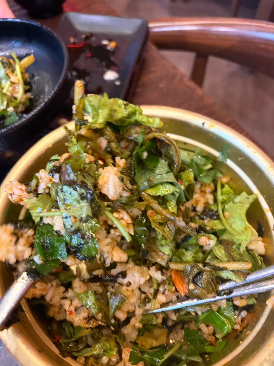 Bibimbap and yeolmu guksu meal menu