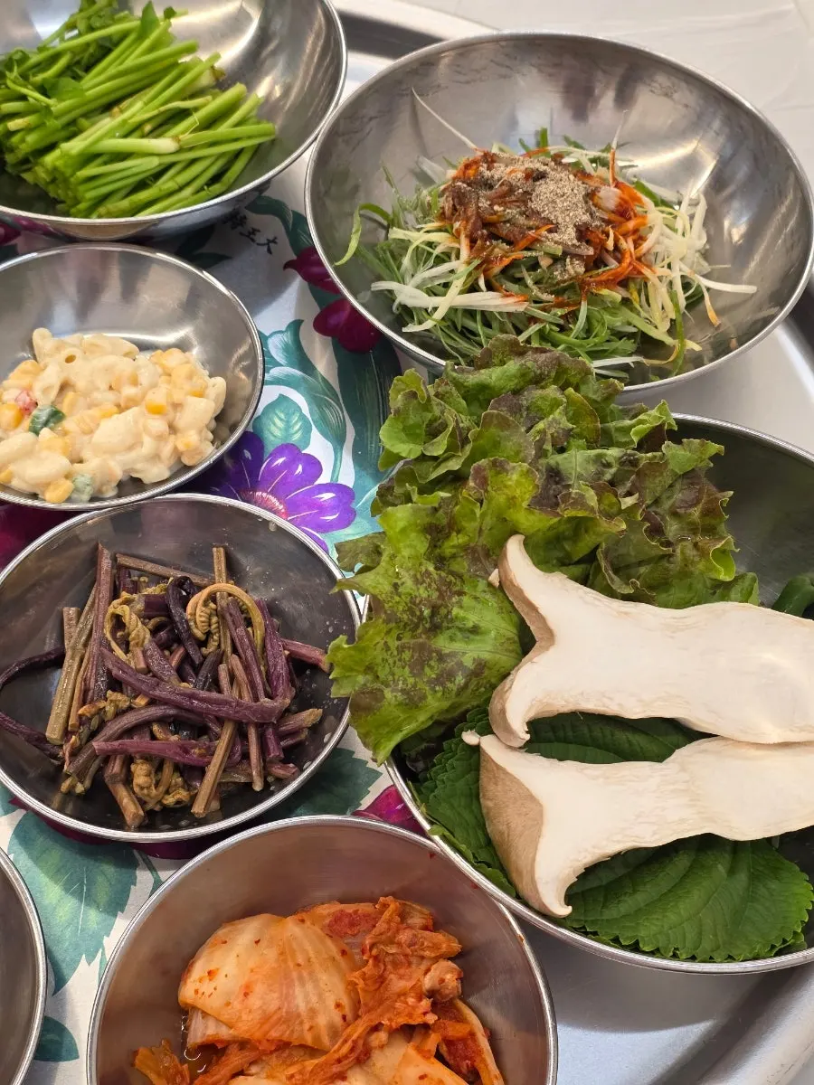 Plate of assorted kimchi and sauces