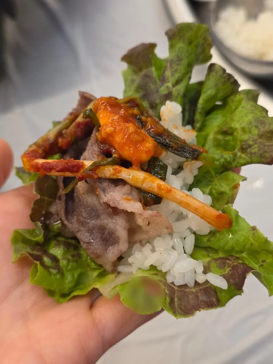 A well-grilled piece of chadolbagi