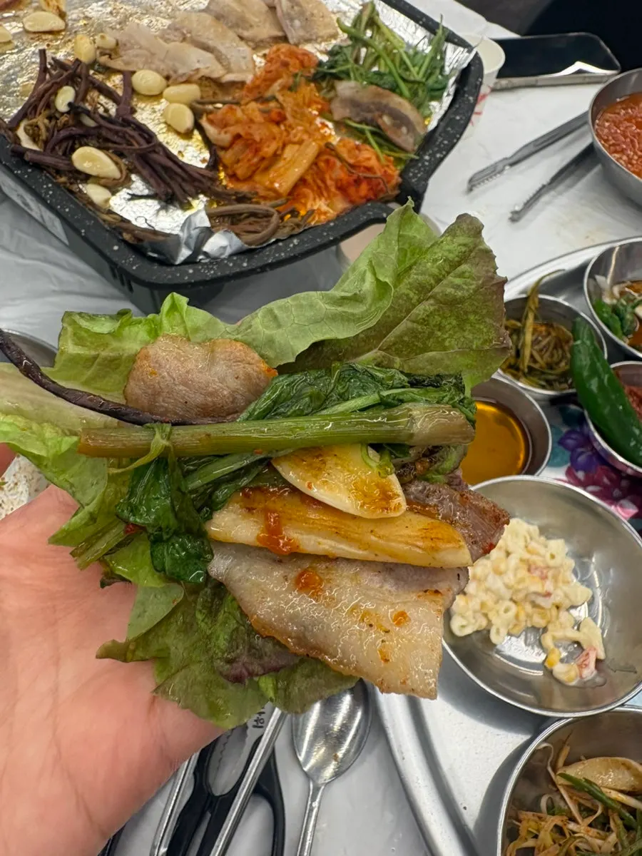 고기 기름에 구운 김치