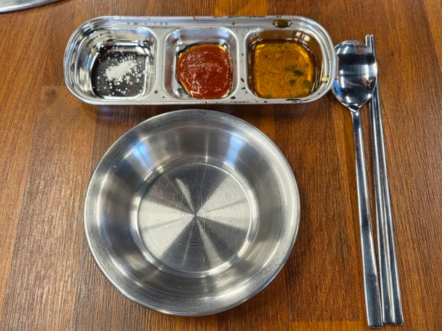 Basic side dishes with sushi rice set on the table