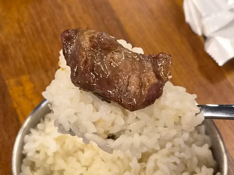 Beef tartare piled on sushi rice for beef sushi