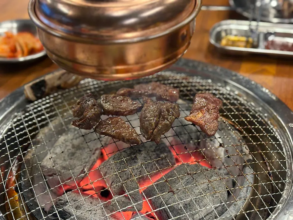 Special cuts of beef grilling again after the soup break