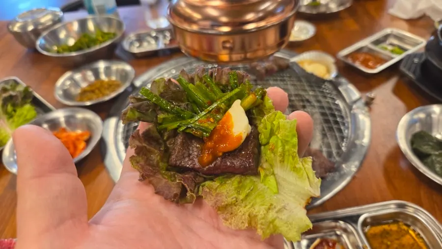 Rib meat with special soy sauce and wasabi