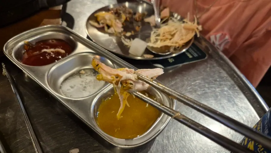Three sauces: seasoned sauce, seasoned salt, and honey mustard