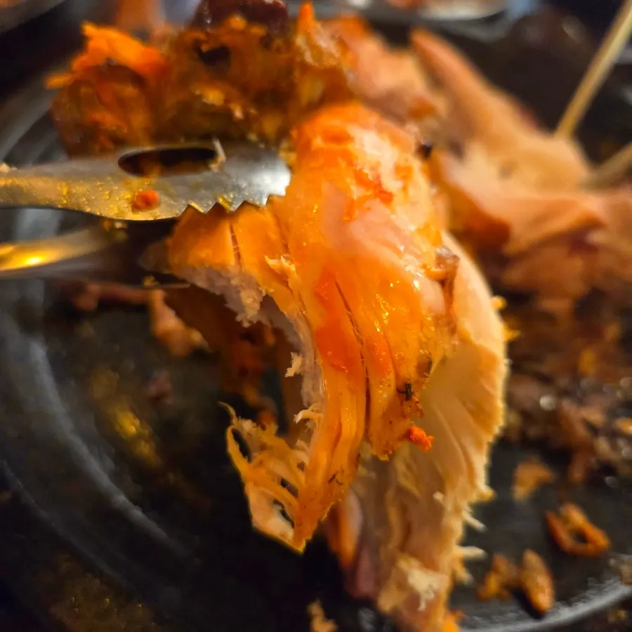 Close-up of the scorched rice in the herbal chicken