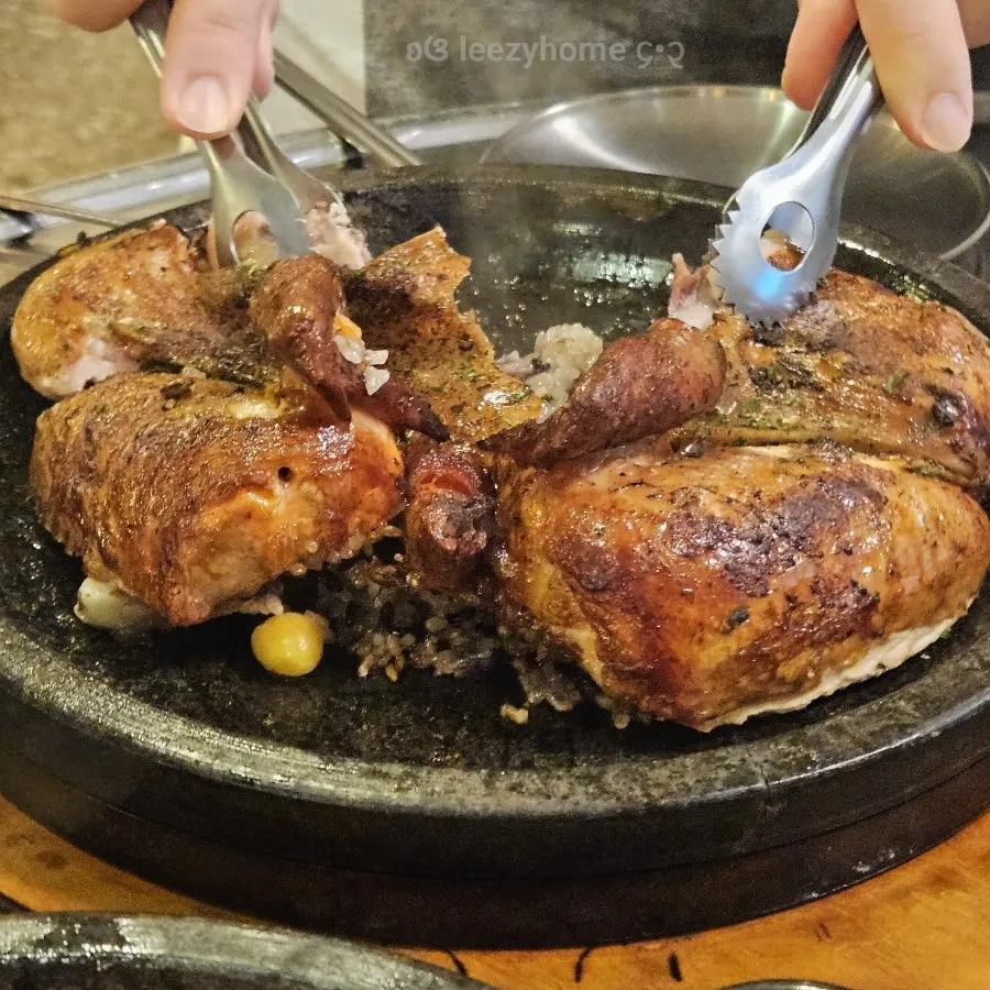 Crispy skin on the oak-fired chicken