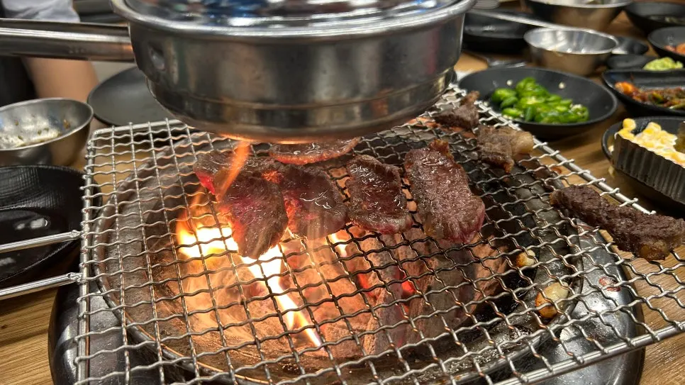 마블링이 있는 한우 꽃갈빗살