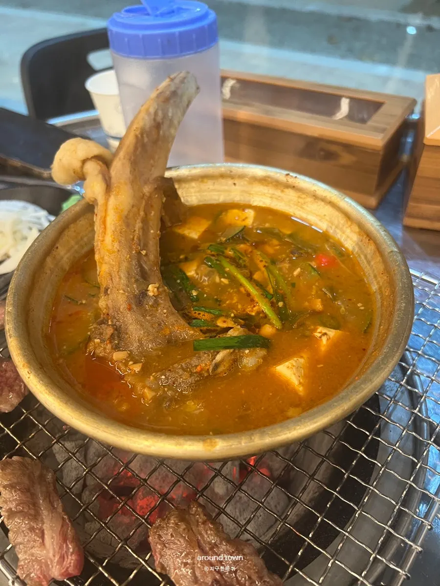 둘이서 먹은 한우 갈빗살 마무리 상차림