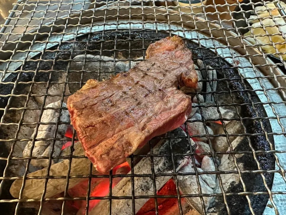 Close-up of grilled hanwoo ribeye