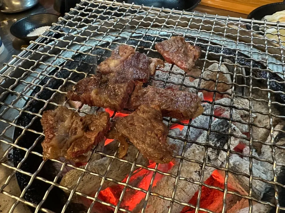 The grill near the end of the meal
