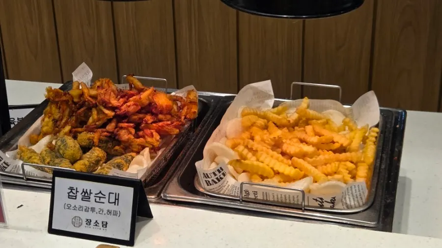 Variety of dishes at the self-bar