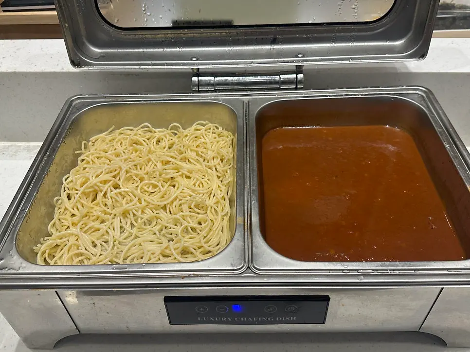 Seasoned meat corner at the self-serve bar