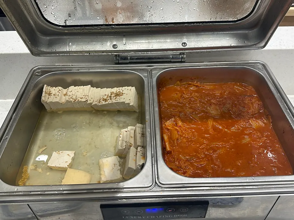 Assorted fried food corner at the self-serve bar