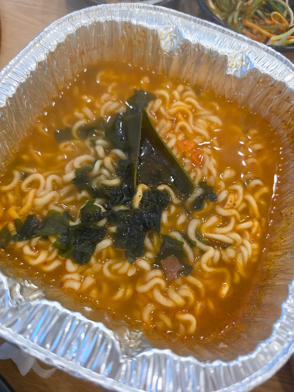 Finished Han River ramyeon boiling hot