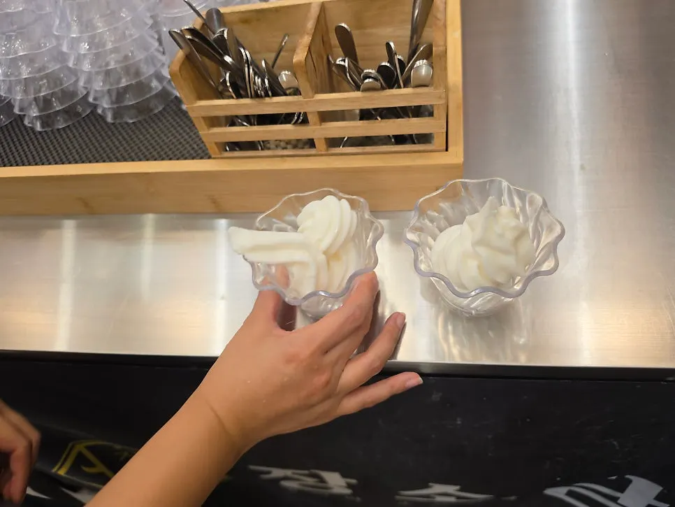 Soft-serve ice cream swirled up neatly