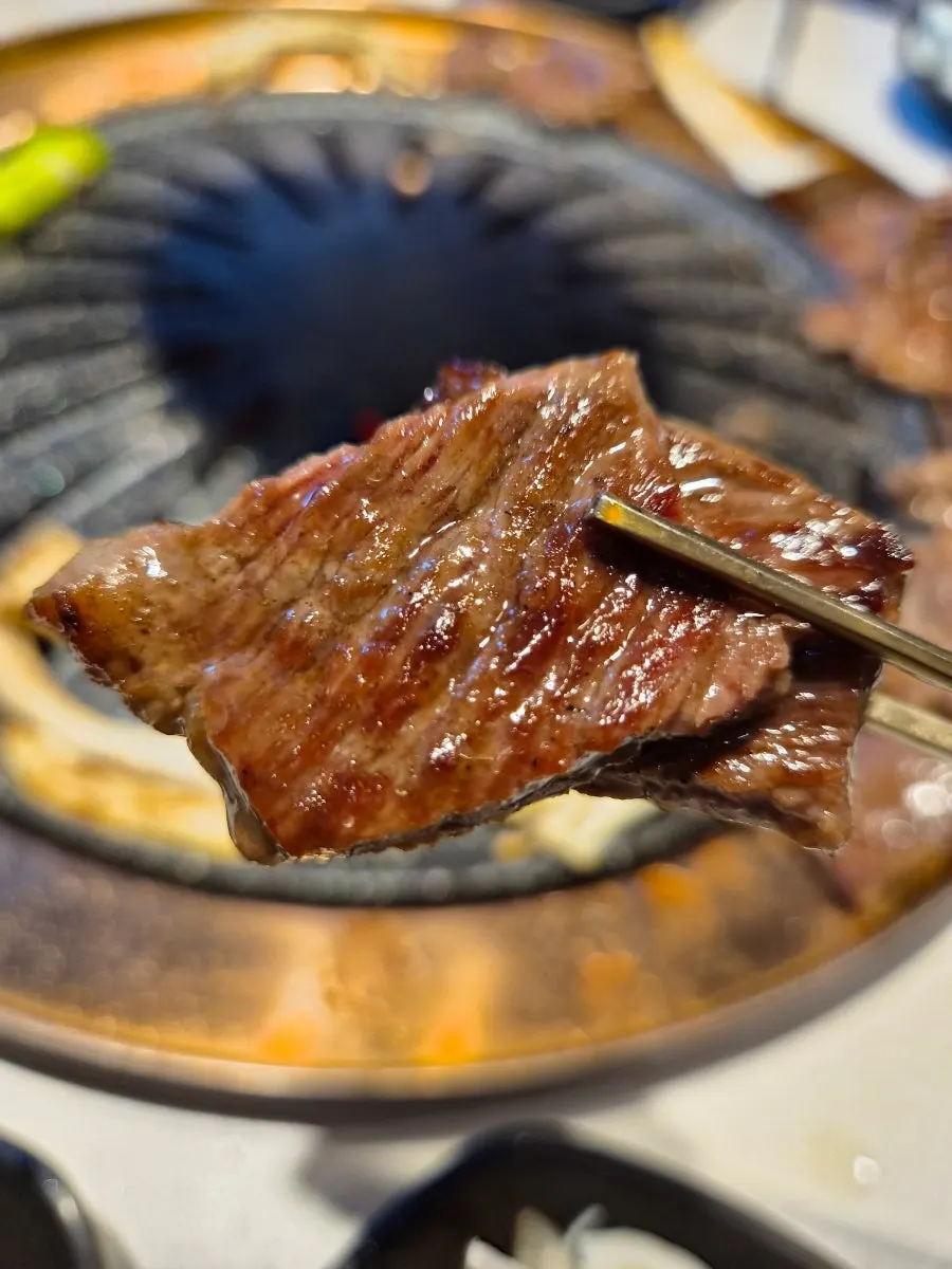 Beef belly grilling on the plate
