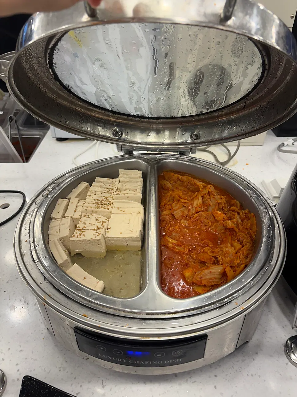 Buffet food set out at the self-bar