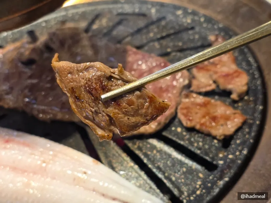 A grilled piece of pork loin
