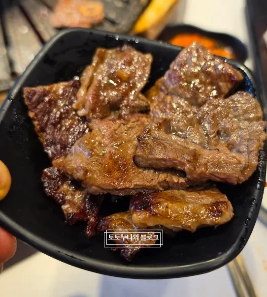 Plate of thick-cut grilled pork