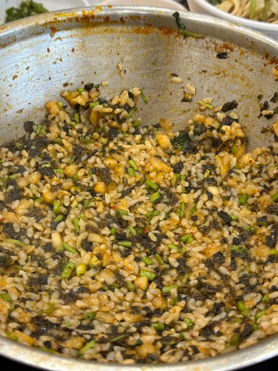 Finished perilla oil kkakdugi fried rice