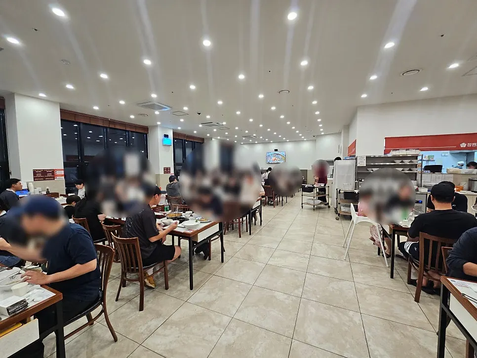 Restaurant interior still busy with customers late in the evening