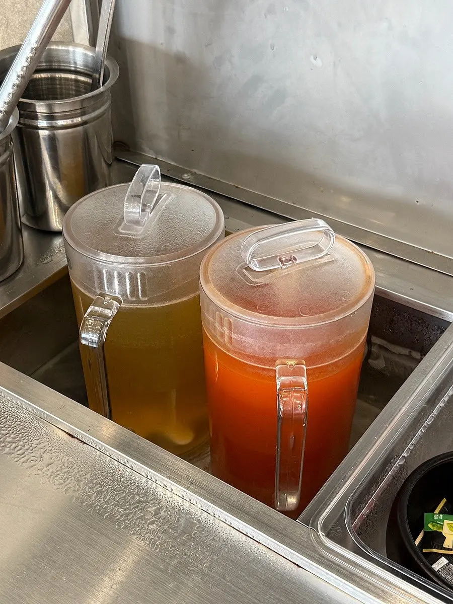 Self-serve bar with wasabi and geotjeori kimchi