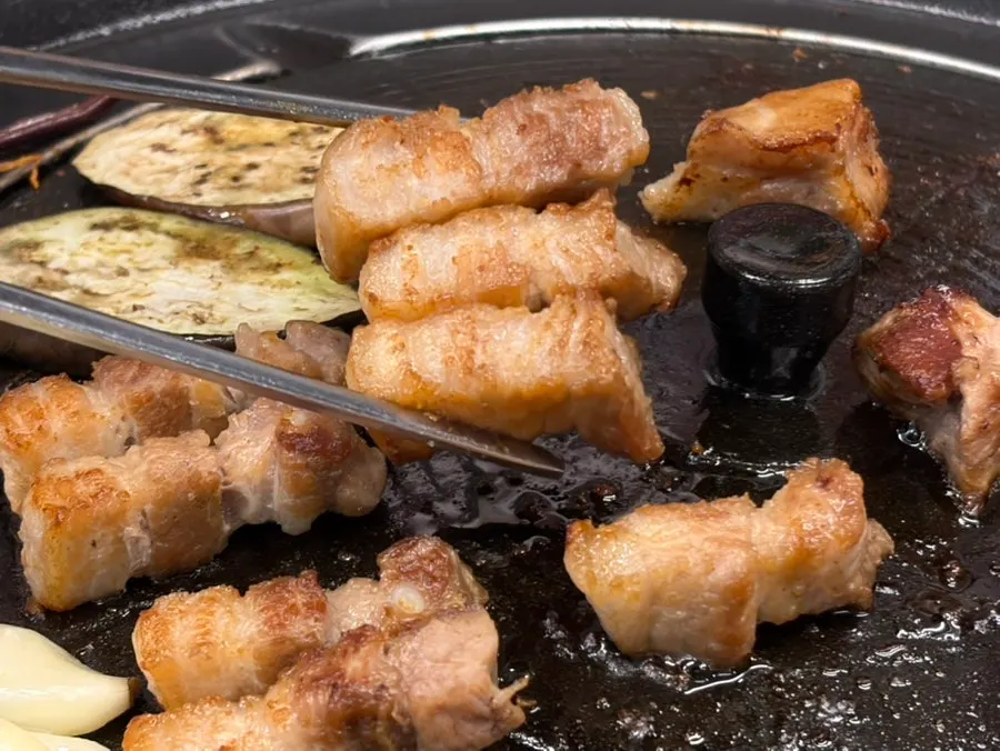 Fully cooked pork belly with visible juices