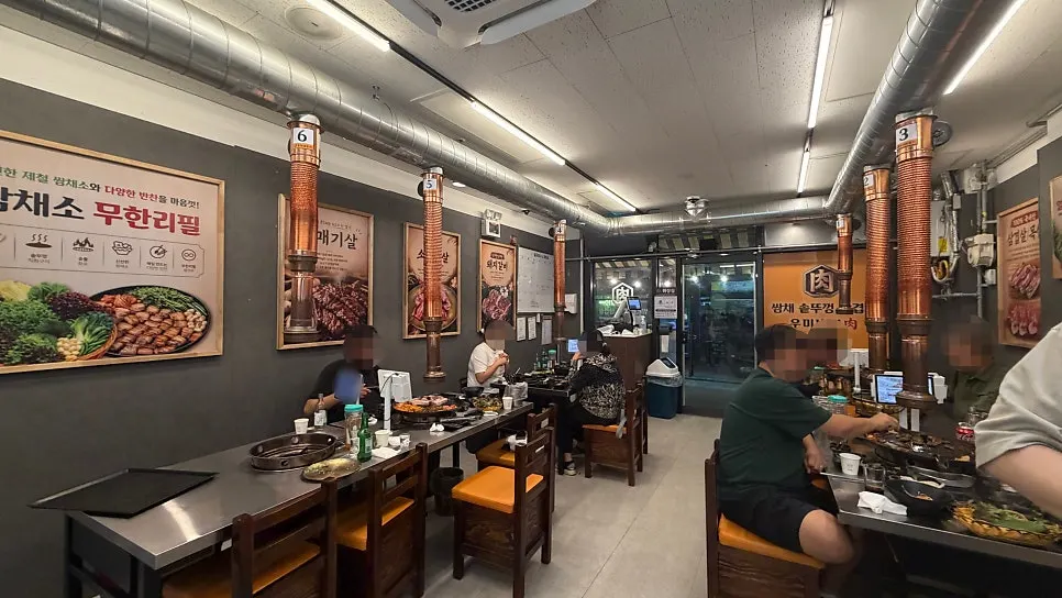 Busy interior of Ssamchae Sotttukkeong Samgyeopsal on a weekday evening