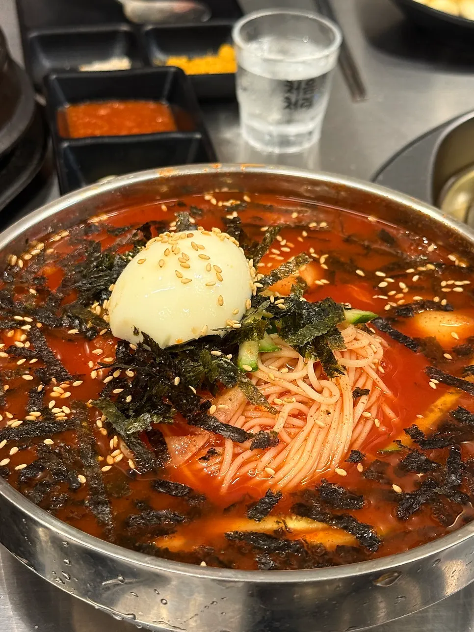 Doenjang jjigae with tofu and zucchini
