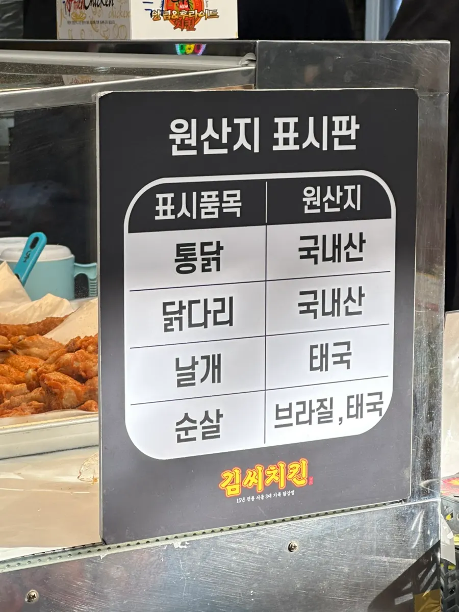 Displayed whole fried chickens and chicken drumsticks