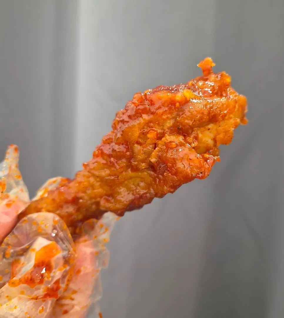 Chicken showing tender meat inside