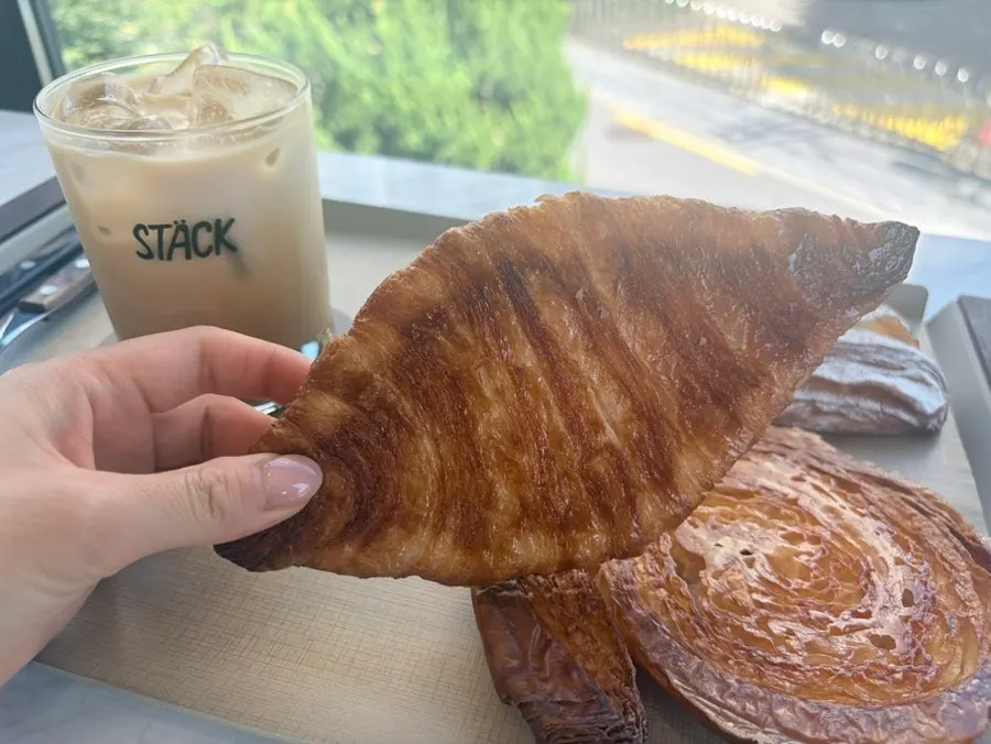 Cross-section of a bitten-into pastry