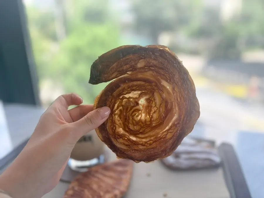 Apple cinnamon pastry and plain croissant