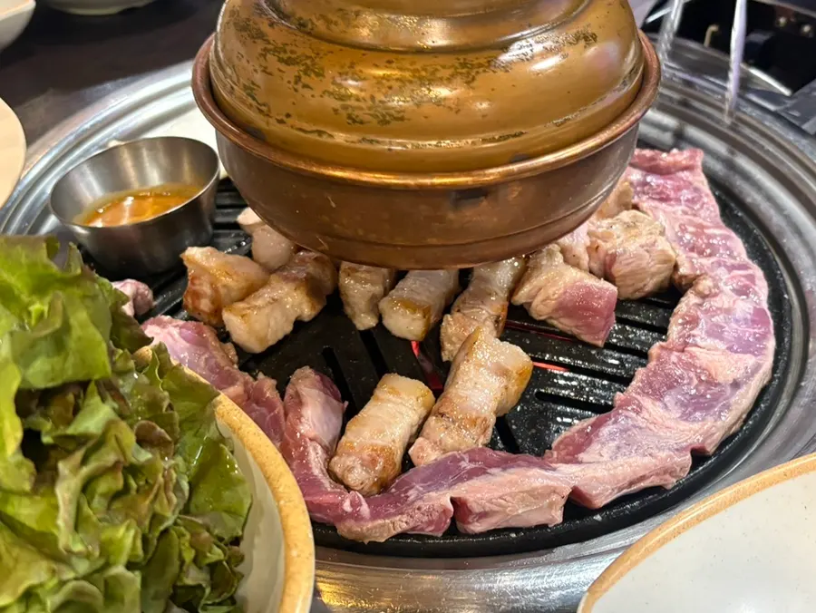 Ssamjang, salted shrimp, garlic sauce, and mung bean sprout pickles