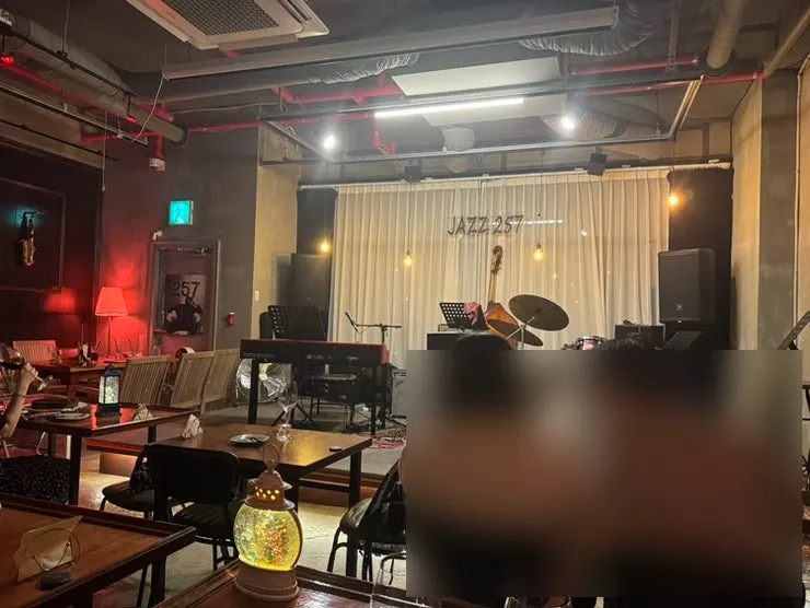 Upscale seating area inside the jazz bar