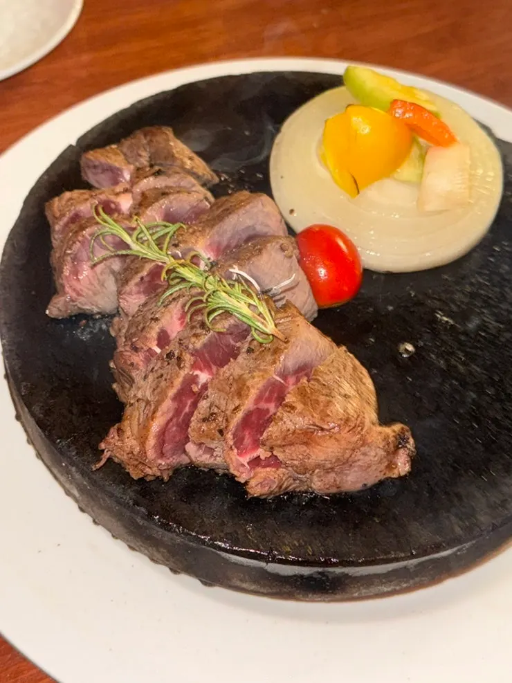Jazz Stone Steak with flames rising