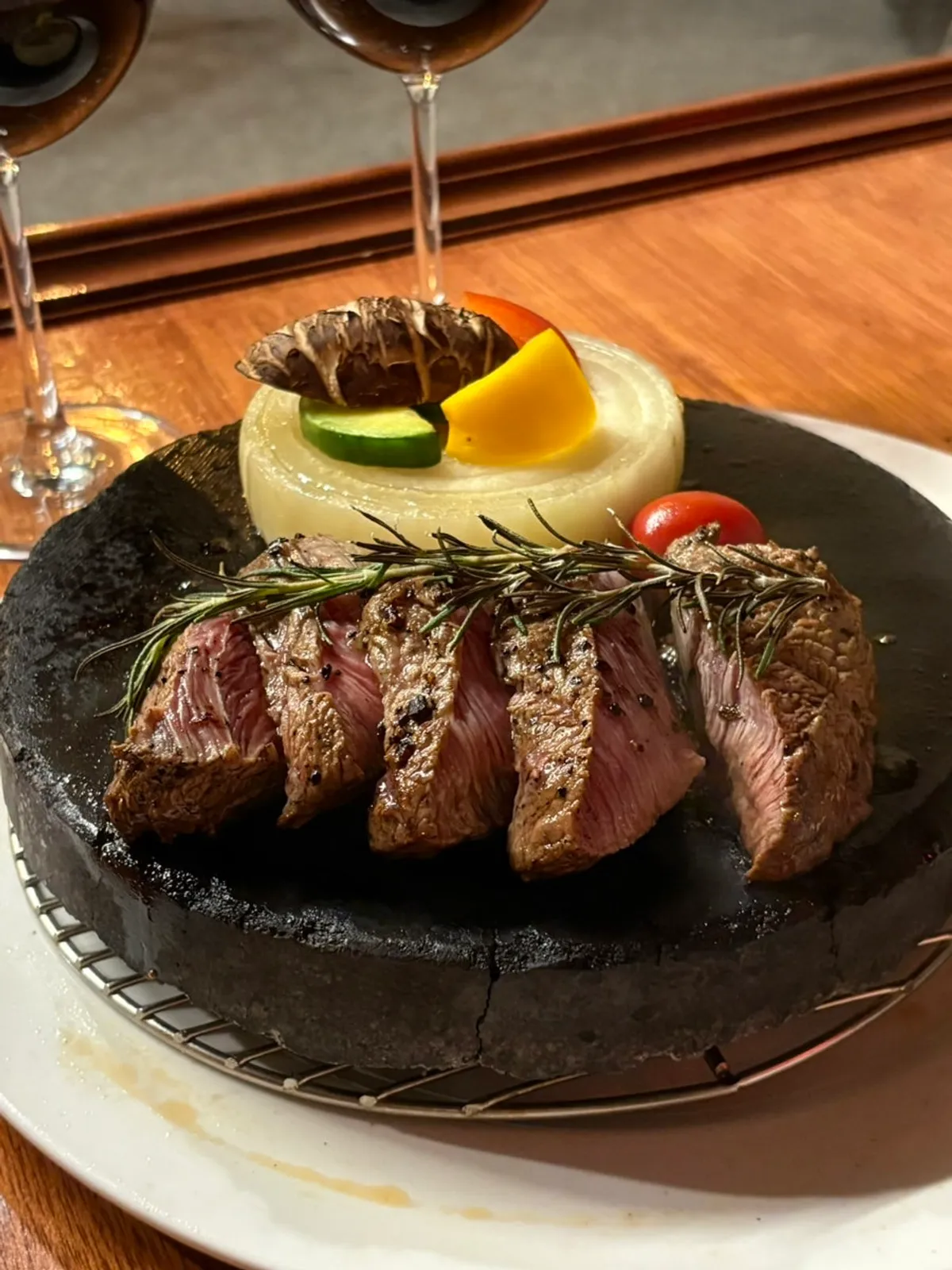 Jazz 257's flaming stone steak plated