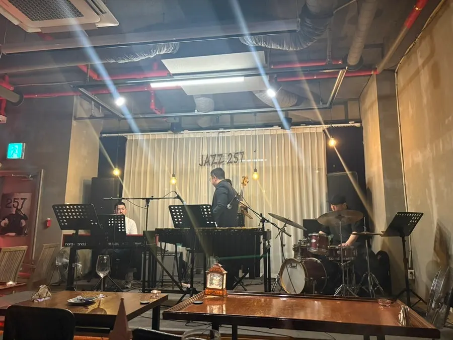 View from the seats facing the stage as the show is prepared