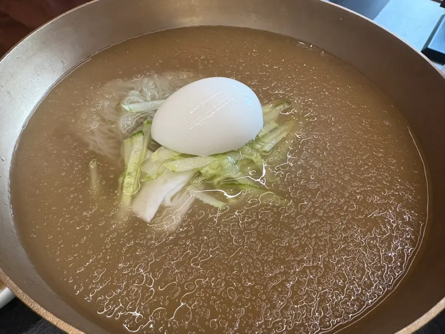 Refreshing cold naengmyeon ordered to finish the meal