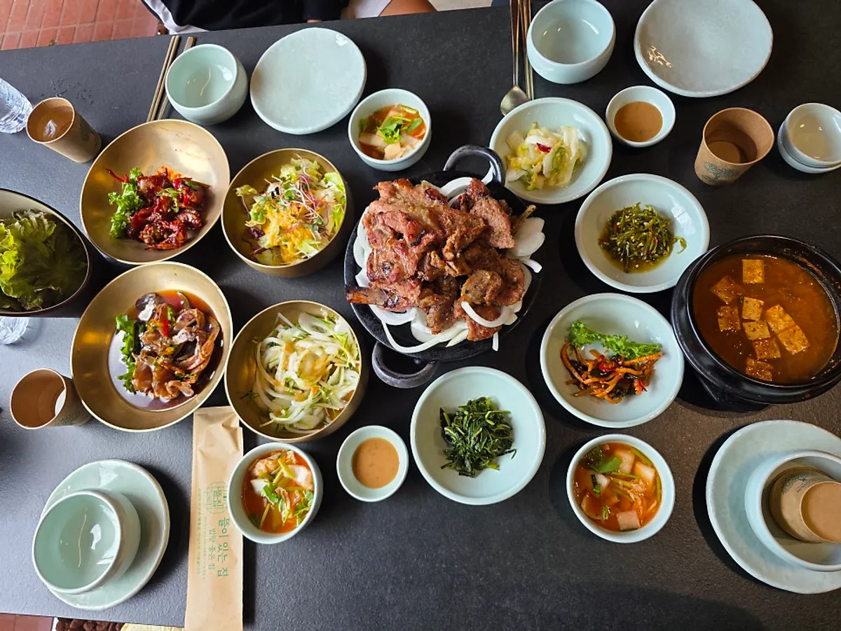 Charcoal pork galbi set at Deojinji, Resom Baegun Branch in Jecheon