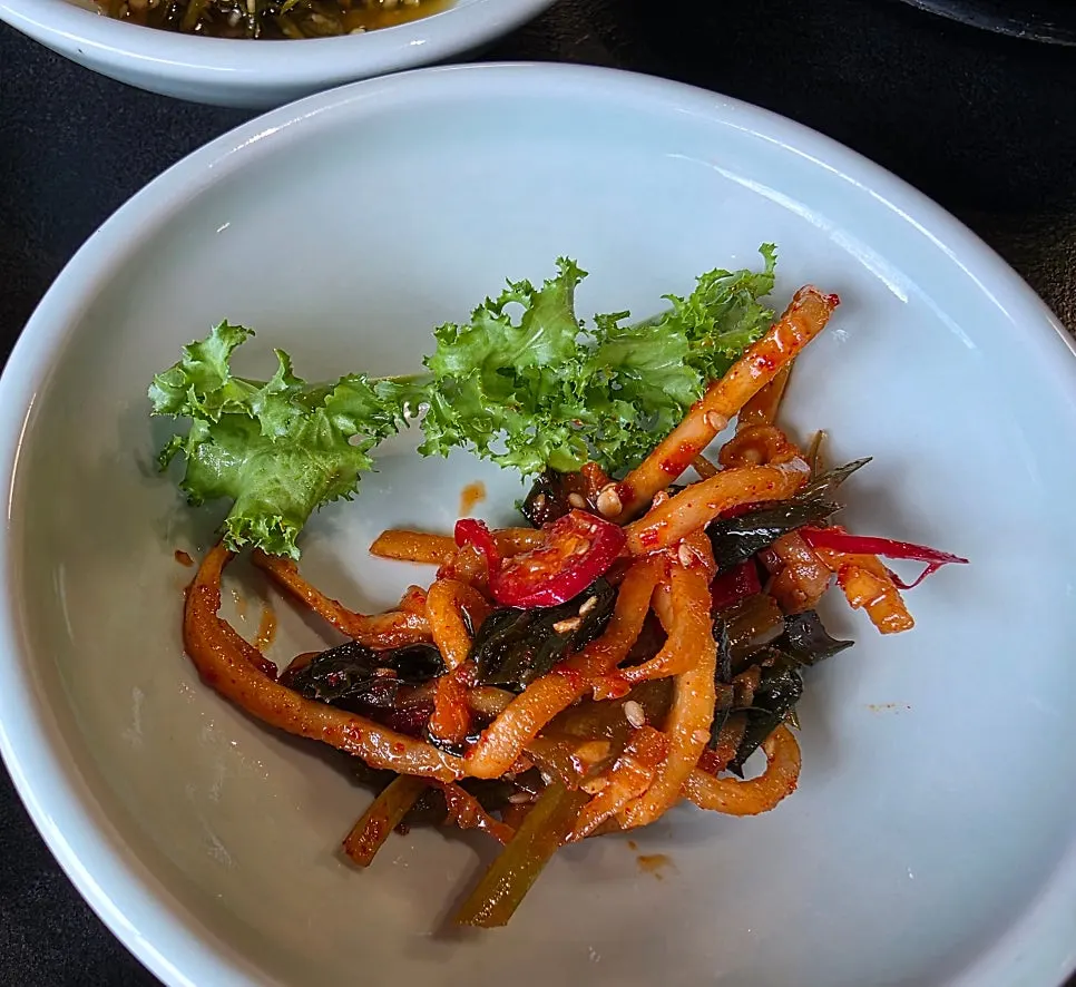 Soy sauce marinated crab served as a side dish