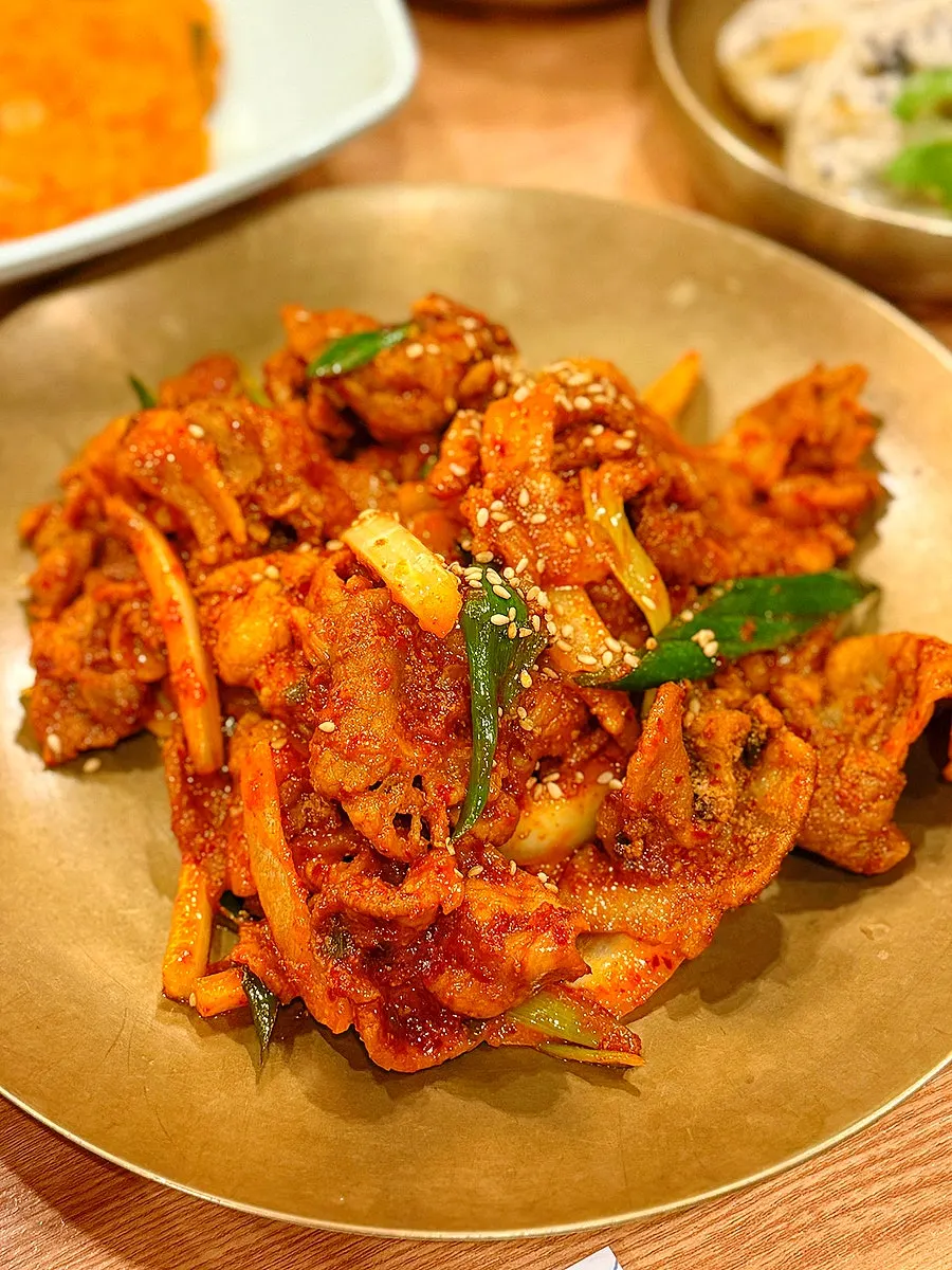 A plate of Deulbabae's spicy pork bulgogi