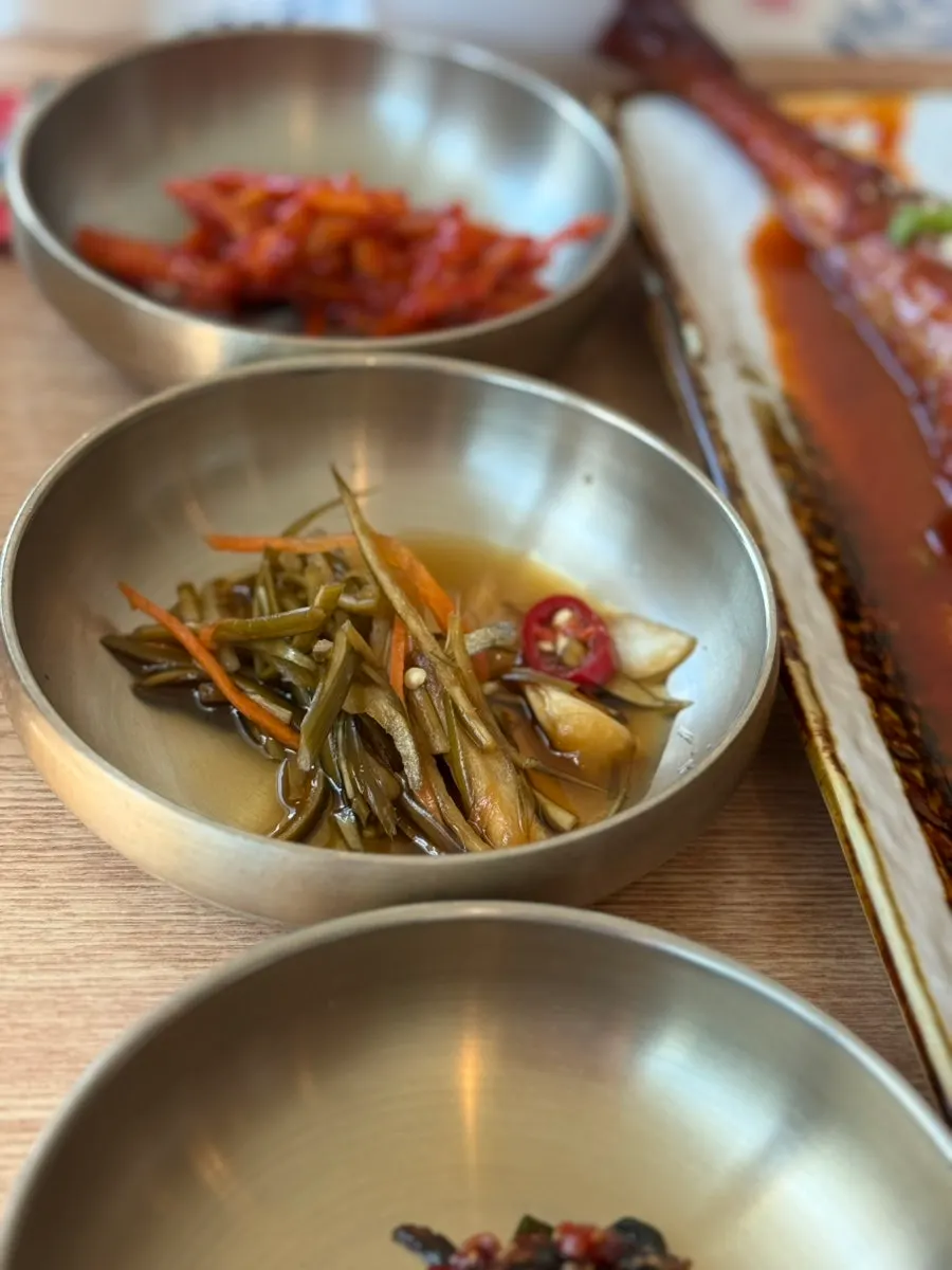 Side dishes laid out at the self-serve bar