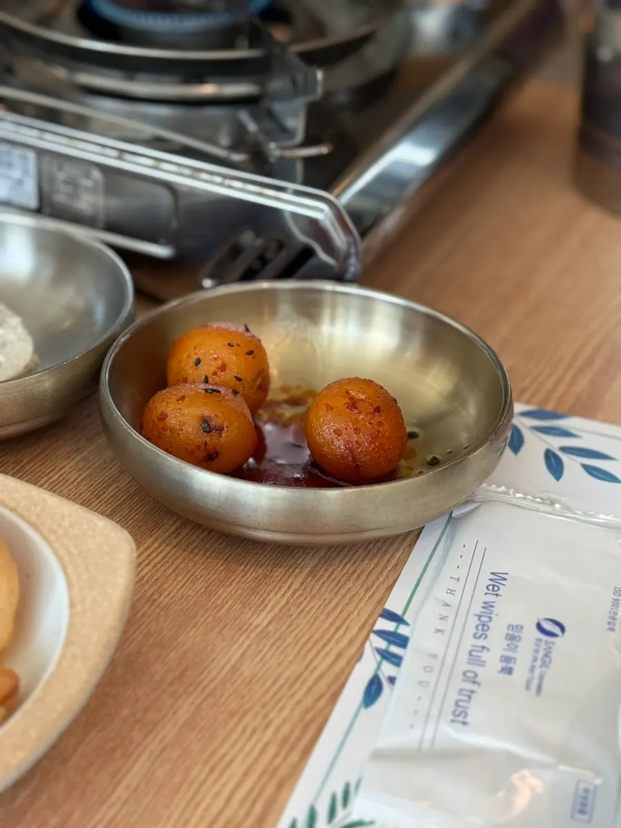 Varieties of banchan at the self-serve bar