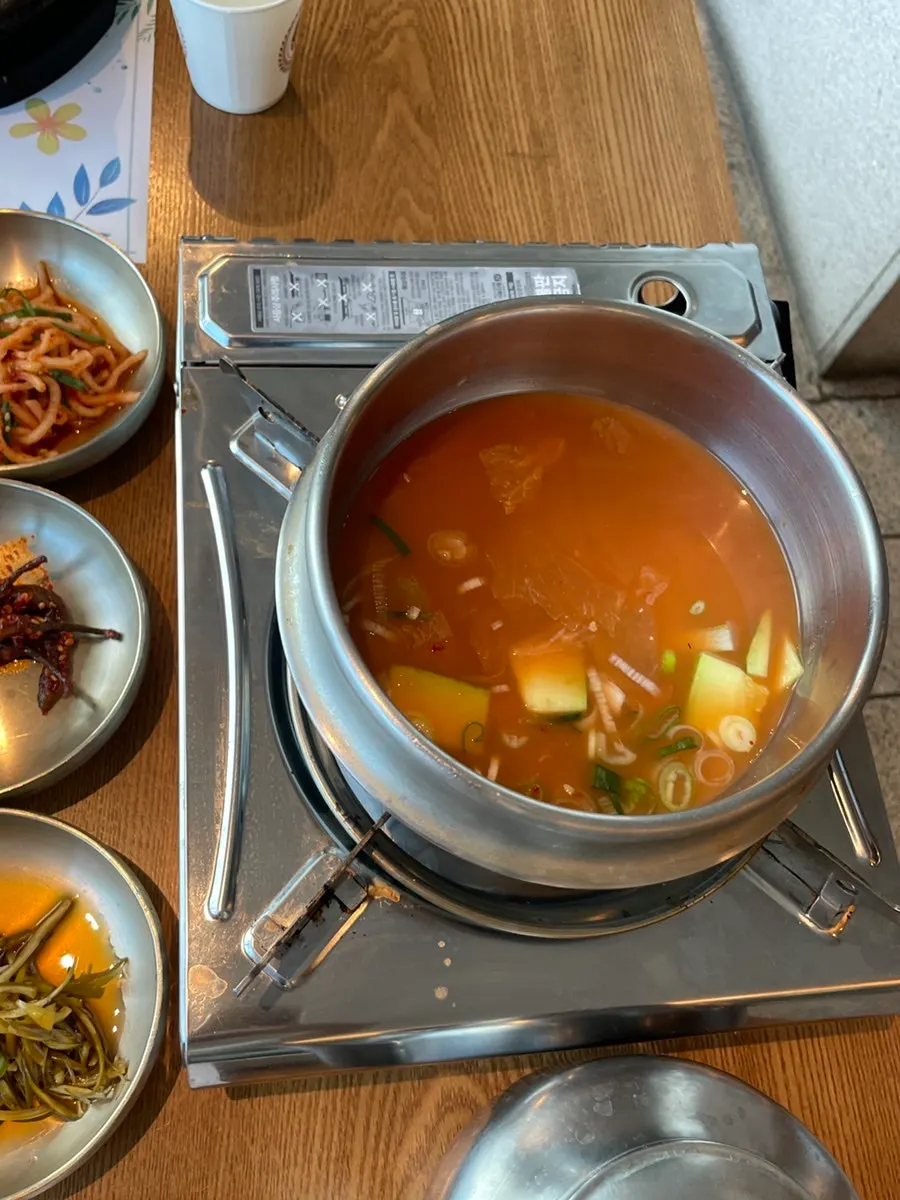 Cheonggukjang served with the table setting