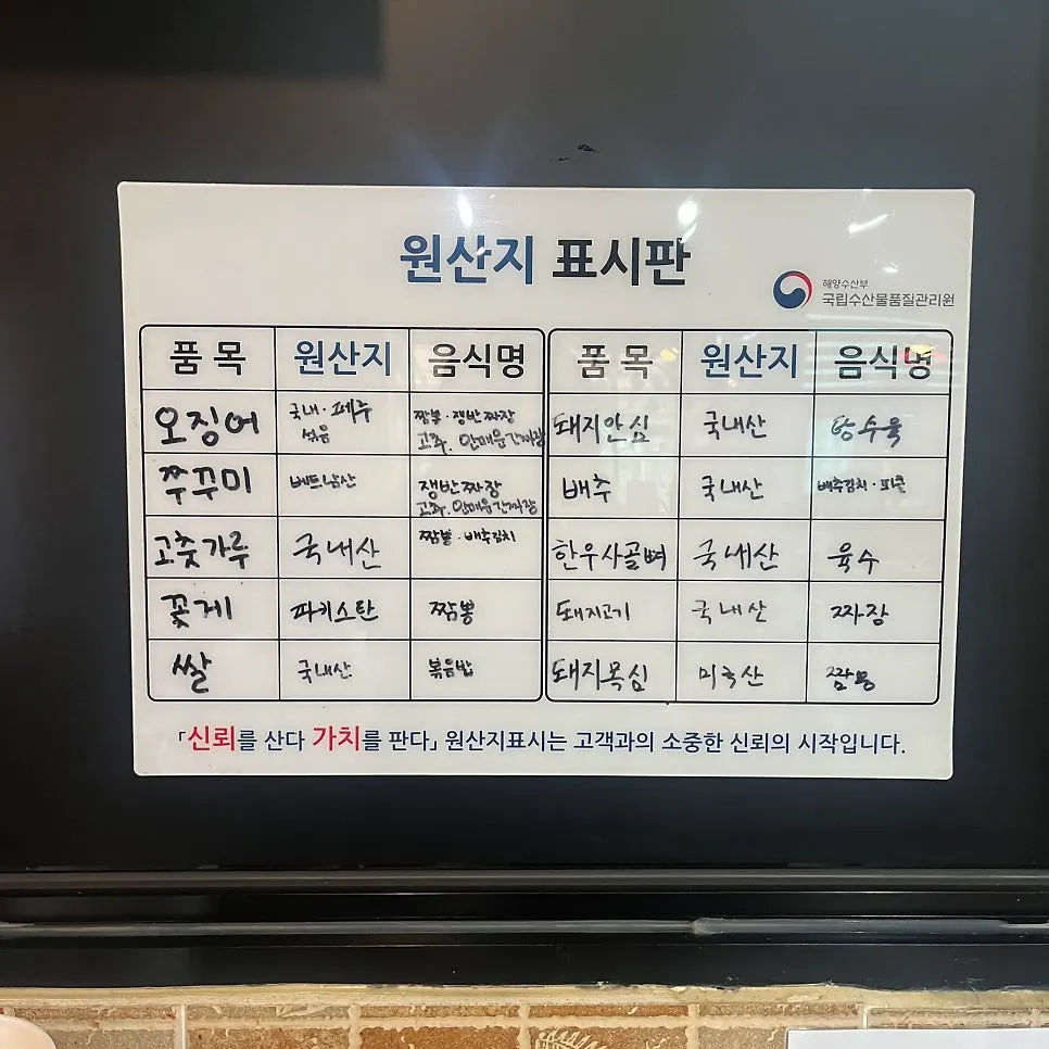 Nangman Jjajang country-of-origin board