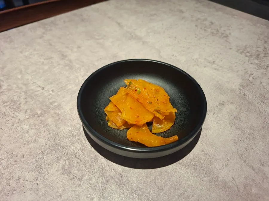 Complimentary snack setting before the food arrives